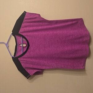 St. John Bay Women's Quick-Dry Short Sleeve Shirt, Purple With Black Accents